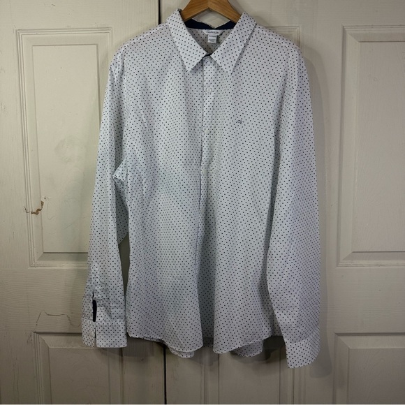 Calvin Klein Other - Calvin Klein Men’s Dress Shirt XXL White Blue Mini Geo Print Long Sleeve